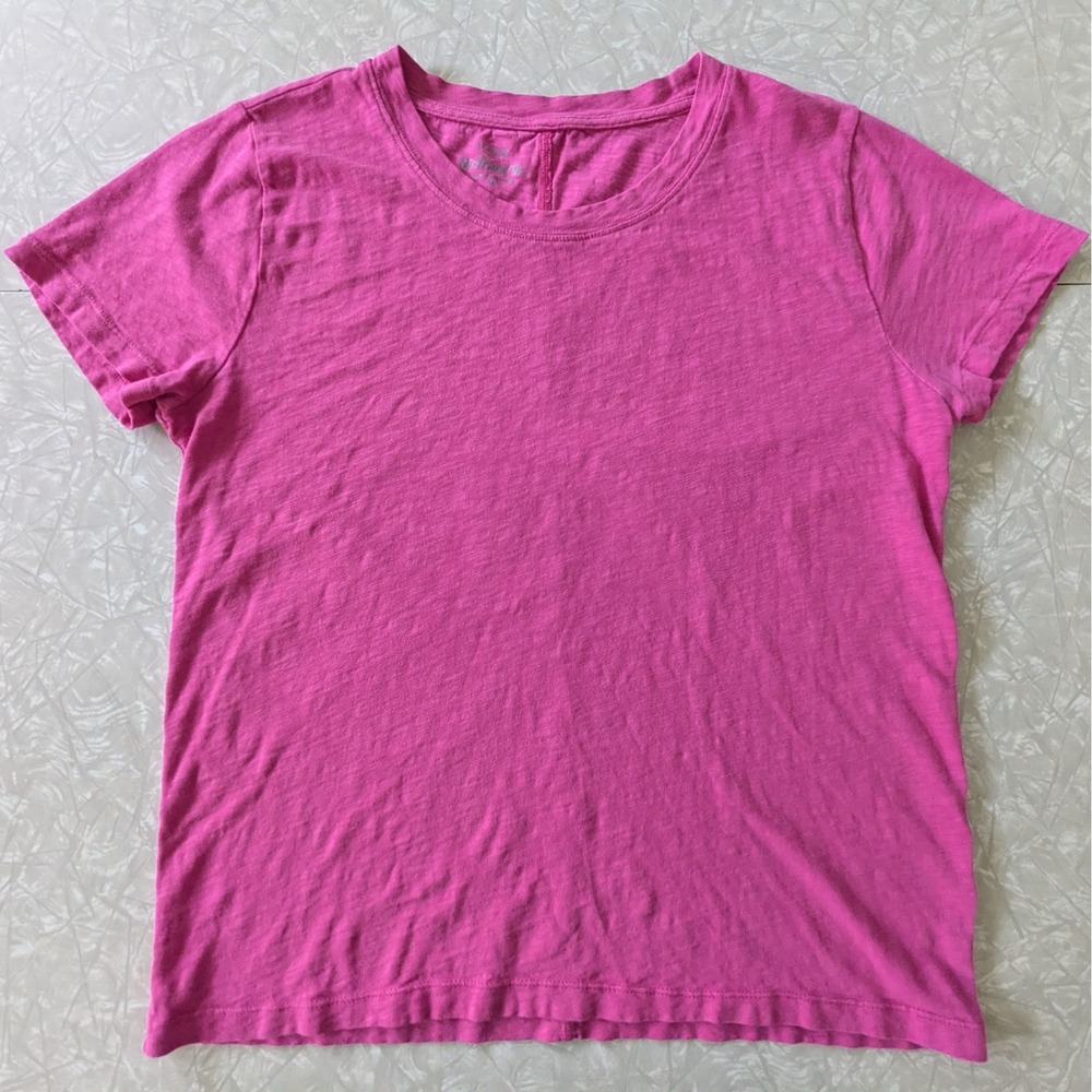 J.Crew Girlfriend Tee Pink Short Sleeve Cotton‎ T-Shirt Womens Medium Slub Knit